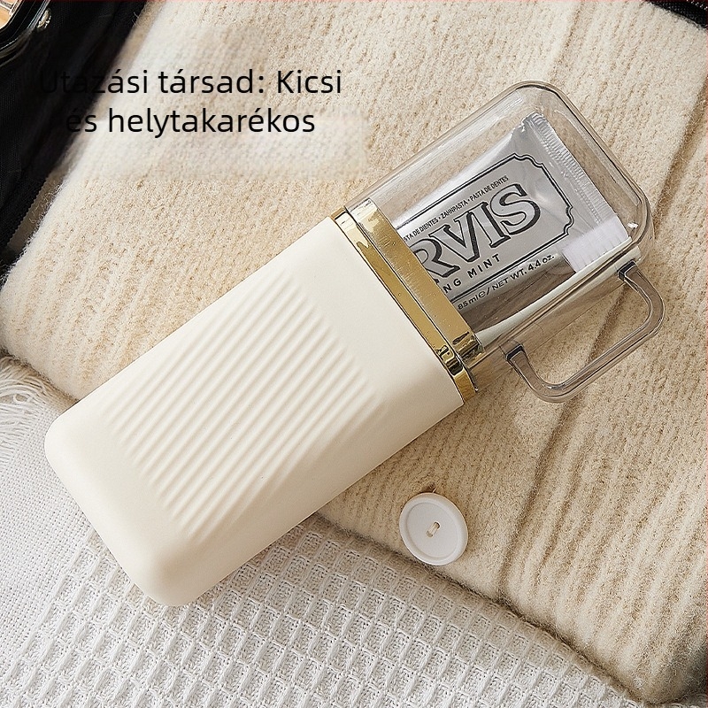 Fogkefetartó – 3 az 1-ben utazó készlet öblítő pohárral, műanyag, testre szabható, Damei