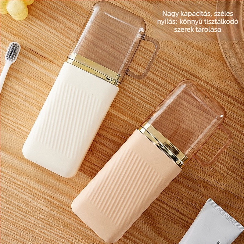 Fogkefetartó – 3 az 1-ben utazó készlet öblítő pohárral, műanyag, testre szabható, Damei