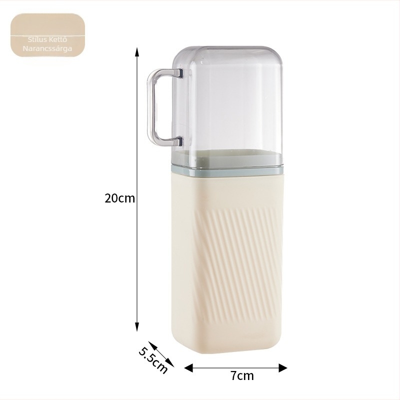 Fogkefetartó – 3 az 1-ben utazó készlet öblítő pohárral, műanyag, testre szabható, Damei