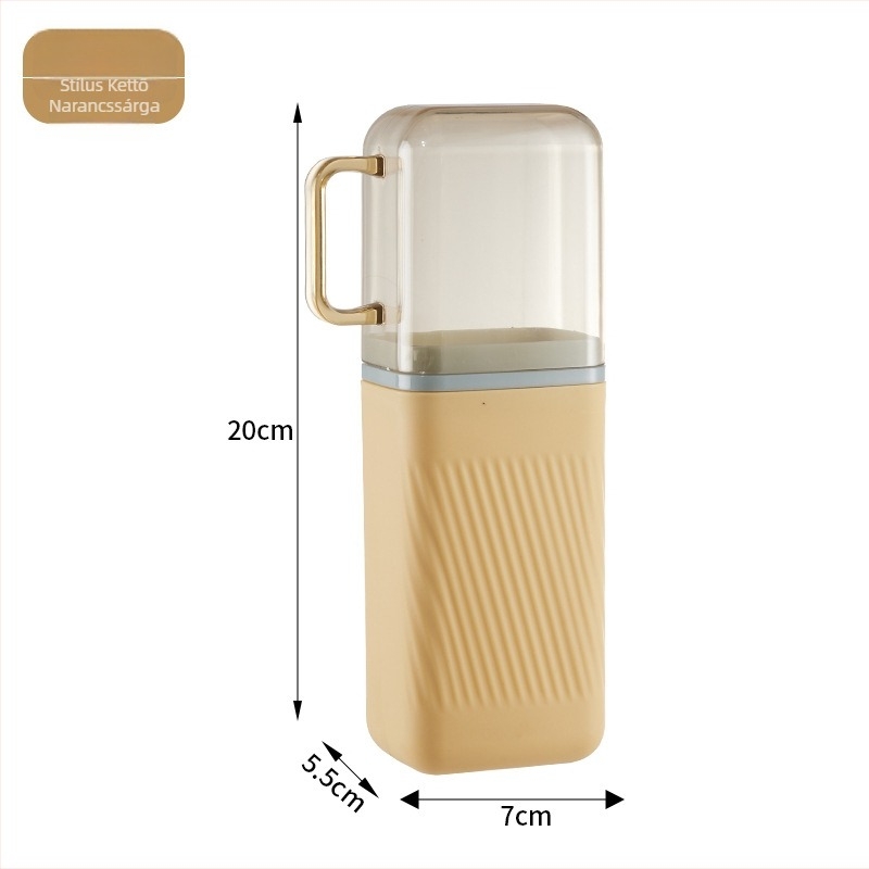 Fogkefetartó – 3 az 1-ben utazó készlet öblítő pohárral, műanyag, testre szabható, Damei