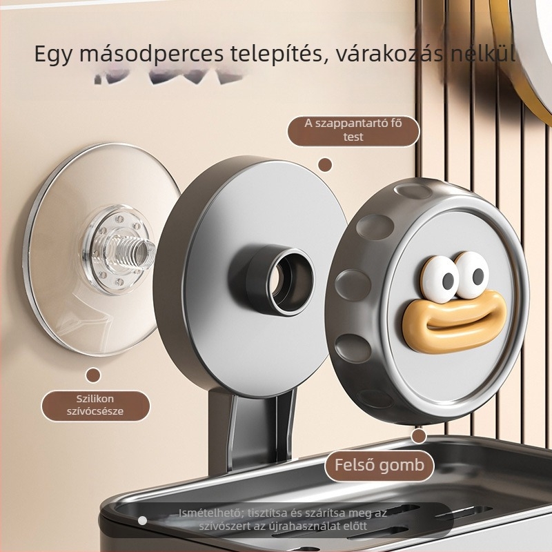 Guangkai műanyag suction cup szappantartó, falra szerelhető – fúrás nélküli fürdőszobai rendező