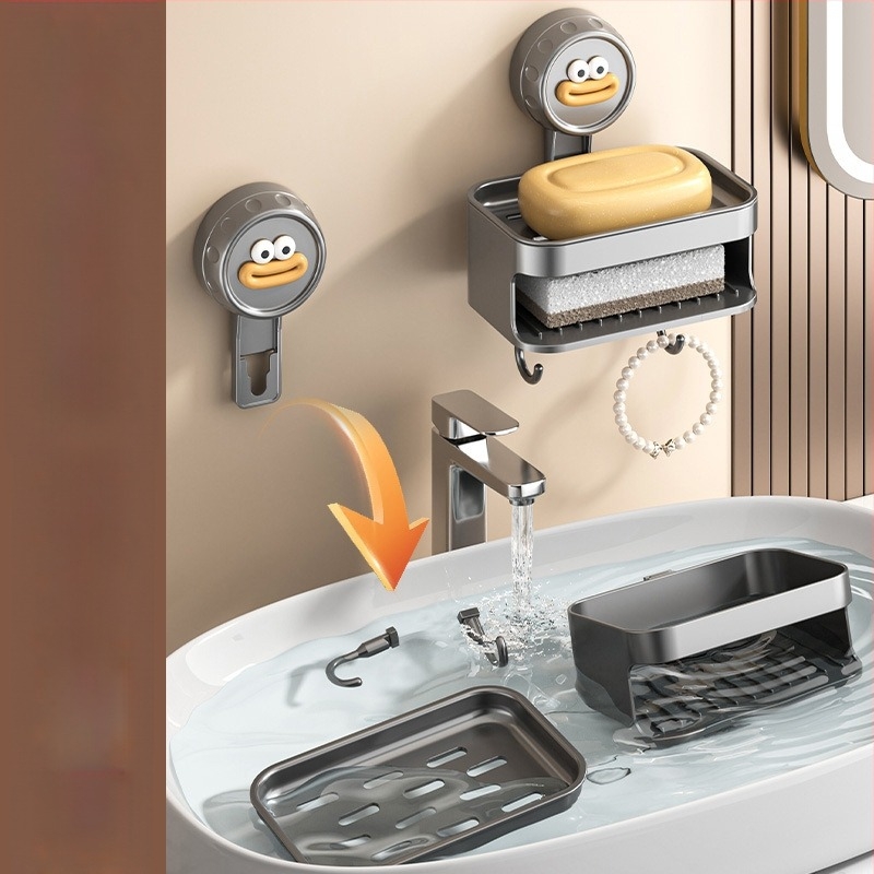 Guangkai műanyag suction cup szappantartó, falra szerelhető – fúrás nélküli fürdőszobai rendező