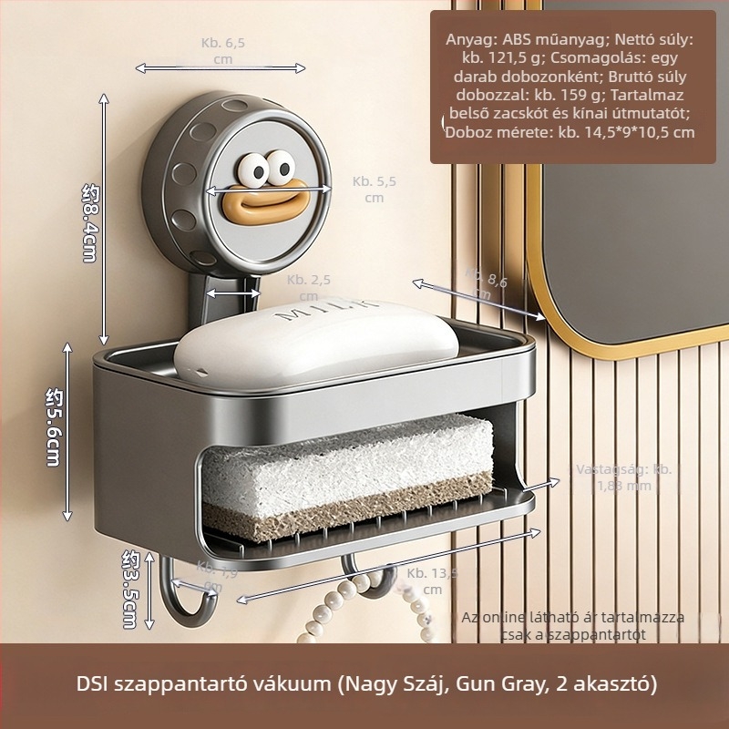 Guangkai műanyag suction cup szappantartó, falra szerelhető – fúrás nélküli fürdőszobai rendező