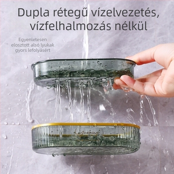 PET Szappantartó falra szerelhető, lefolyó funkcióval, szívókoronggal, fedél nélkül