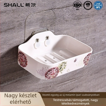 Hill Falra szerelhető szappantartó vákuumos szívókoronggal, lyukasztás nélküli fürdőszobai tároló; anyag: nyom nélküli ragasztócsíkok + melamin; 1 db; testreszabható