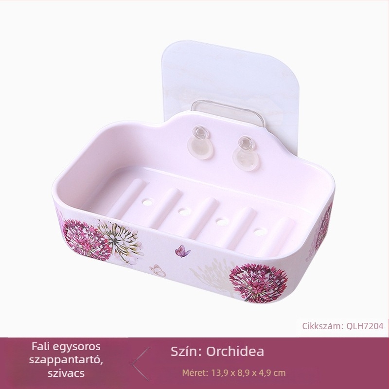 Hill Falra szerelhető szappantartó vákuumos szívókoronggal, lyukasztás nélküli fürdőszobai tároló; anyag: nyom nélküli ragasztócsíkok + melamin; 1 db; testreszabható