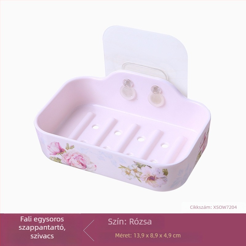 Hill Falra szerelhető szappantartó vákuumos szívókoronggal, lyukasztás nélküli fürdőszobai tároló; anyag: nyom nélküli ragasztócsíkok + melamin; 1 db; testreszabható