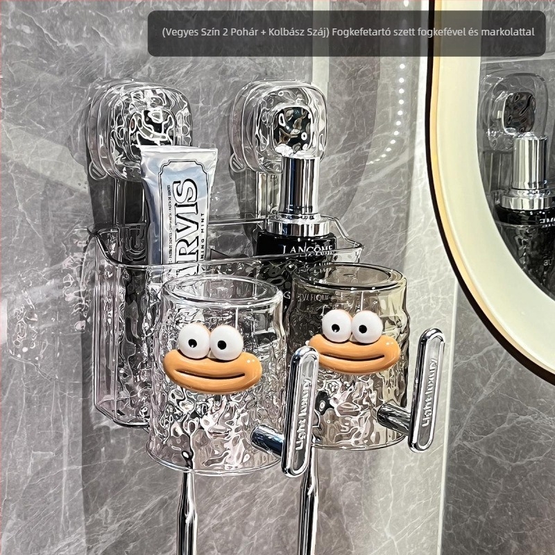 Fogkefetartó szívófejű, falra szerelhető fürdőszobai rendező, fém, UV sterilizálás, fogantyúval