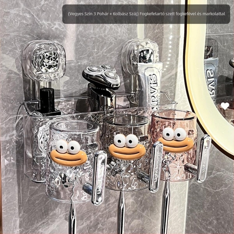 Fogkefetartó szívófejű, falra szerelhető fürdőszobai rendező, fém, UV sterilizálás, fogantyúval