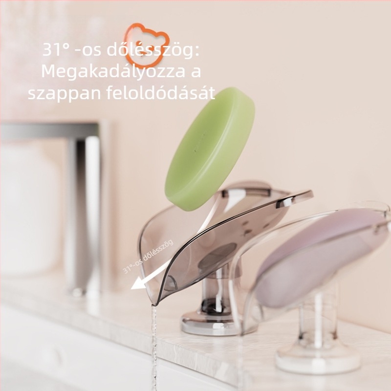Szappantartó szívócsésszel és drennerrel, műanyagból, fúrás nélküli, fürdőszobai asztalhoz