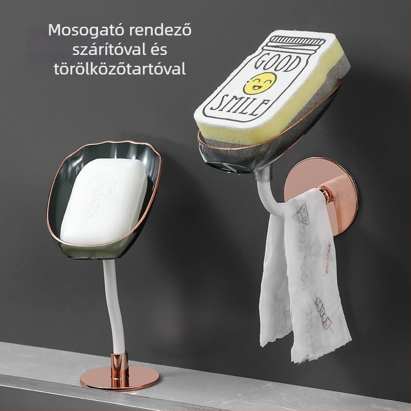 PET szappan doboz falra szerelhető, fúrás nélkül, állítható fürdőszobai tároló drenázs funkcióval