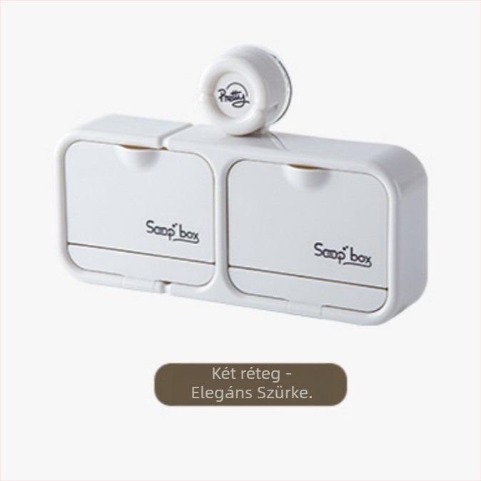 ABS anyagú szappantartó vákuumos csatlakozással és felnyitható fedéllel, falra szerelhető csepegőtálcával, modell JH-9879