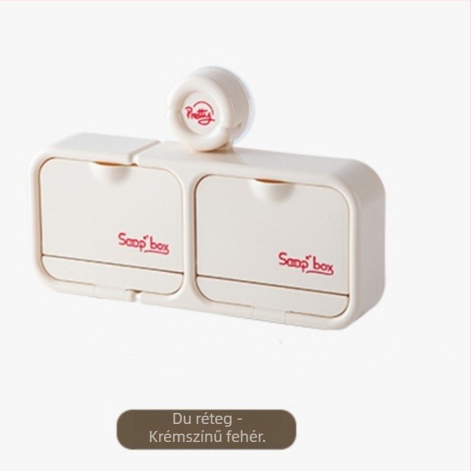 ABS anyagú szappantartó vákuumos csatlakozással és felnyitható fedéllel, falra szerelhető csepegőtálcával, modell JH-9879