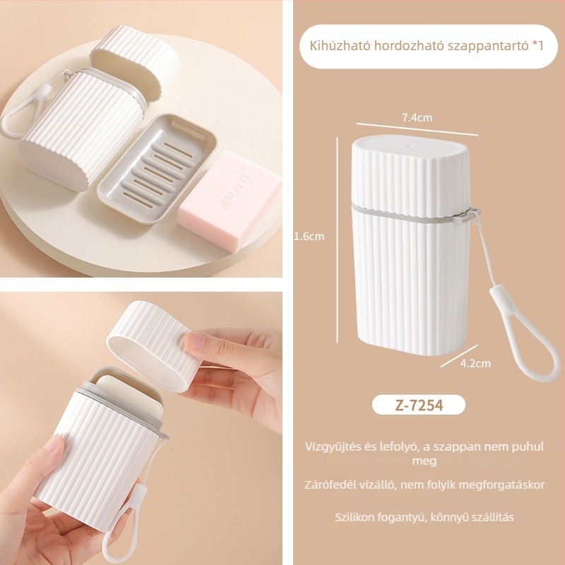 Utazó szappontartó — hordozható, zárt és vízálló a leeresztővel és kupakkal (Műanyag, Imakara, 57 db)