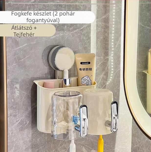 Fali fogkefetartó szívókoronggal, műanyag, tároláshoz, fúrás nélkül