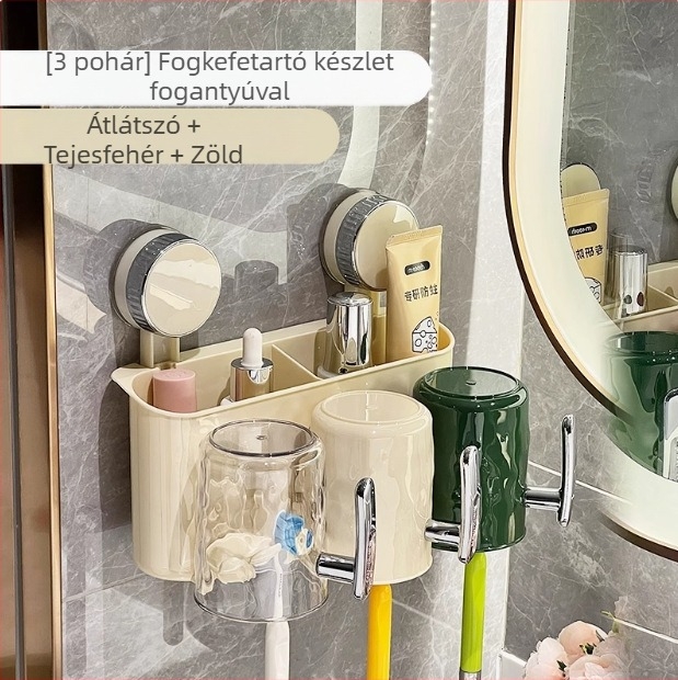 Fali fogkefetartó szívókoronggal, műanyag, tároláshoz, fúrás nélkül