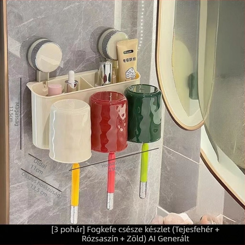 Fali fogkefetartó szívókoronggal, műanyag, tároláshoz, fúrás nélkül
