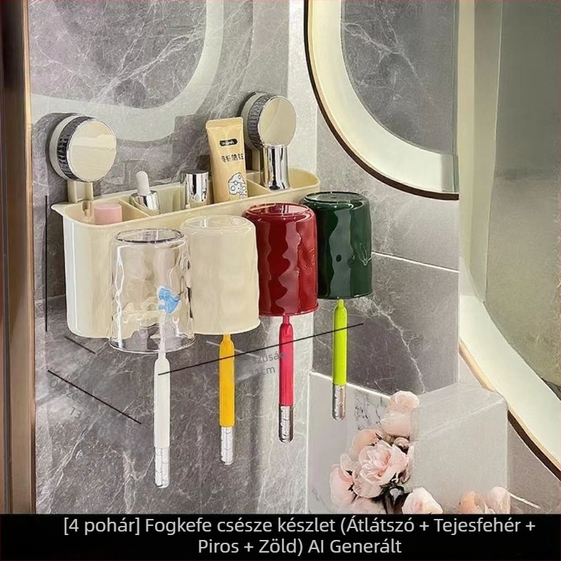 Fali fogkefetartó szívókoronggal, műanyag, tároláshoz, fúrás nélkül