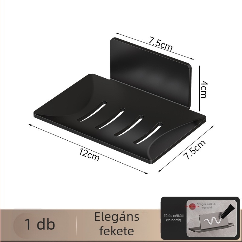 Ruipai fém falra szerelhető szappantartó szívókoronggal, fúrás nélkül, lefolyóval és csúszásmentes felülettel