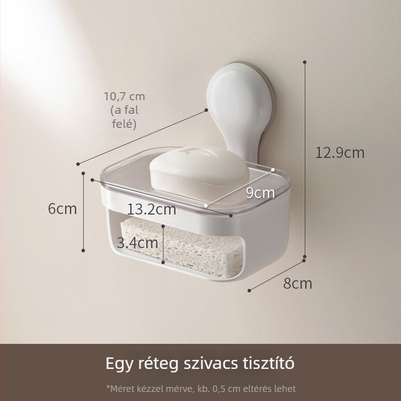 Lazy Corner Műanyag szappantartó doboz szívófejes leeresztő tartóval, fürdőszobába, 2025-ös új modell, 96 db