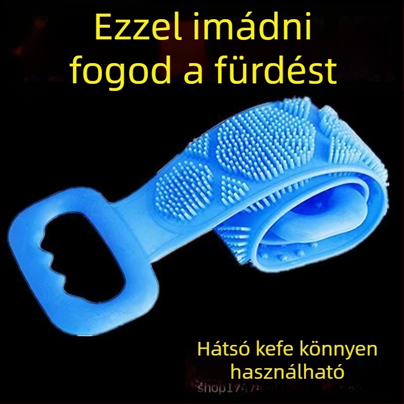 Szilikon hátmasszírozó fürdéshez, hosszú, dupla oldalú exfoláló eszköz testre