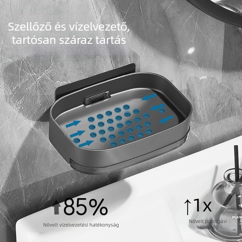 Fali szappantartó, fúrás nélkül (Alumíniumötvözet; Márka: Zhenhui; Csomagolás: 100 db)
