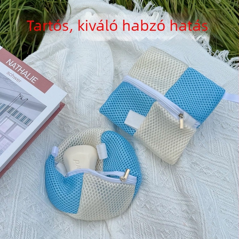 Fürdőhabosító háló szappan és tusfürdő habosítására, mosható, háztartási használatra
