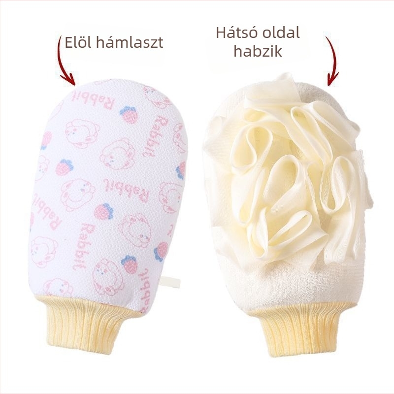 Kétoldalas pamut fürdő törölköző, hámlasztó, fürdőlabdával, habos