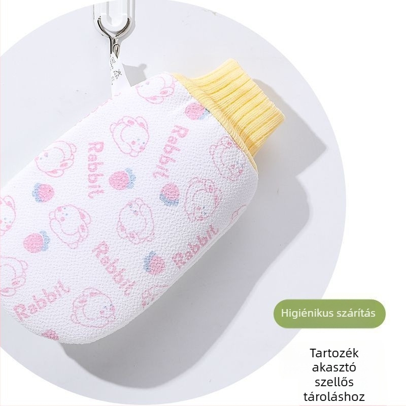 Kétoldalas pamut fürdő törölköző, hámlasztó, fürdőlabdával, habos