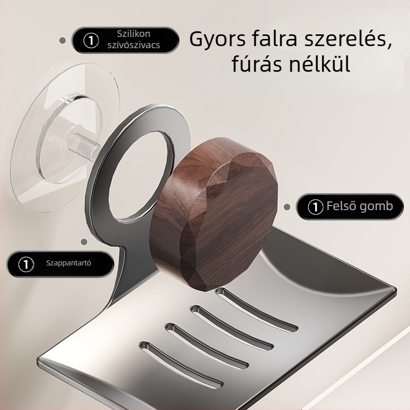 Fali szappantartó doboz szénacélból, fedéllel, fúrás nélkül