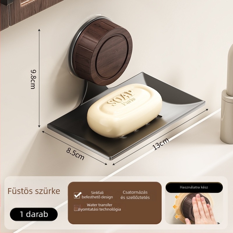 Fali szappantartó doboz szénacélból, fedéllel, fúrás nélkül