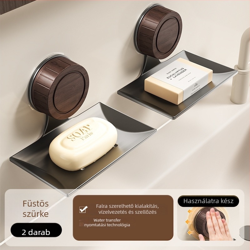 Fali szappantartó doboz szénacélból, fedéllel, fúrás nélkül