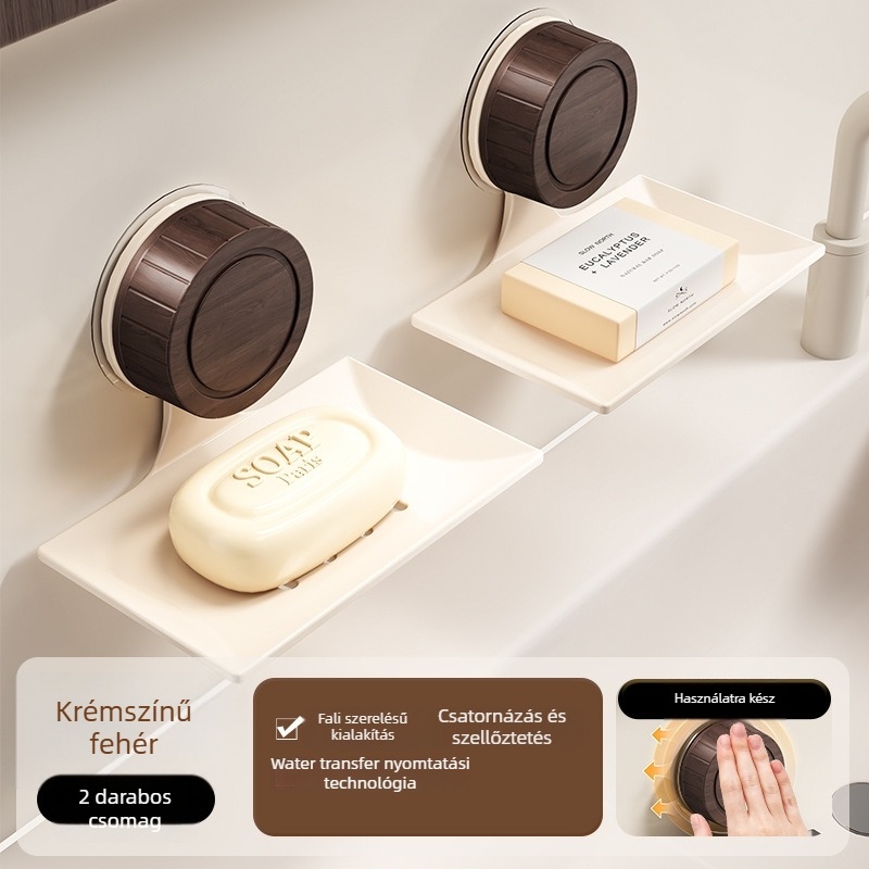 Fali szappantartó doboz szénacélból, fedéllel, fúrás nélkül