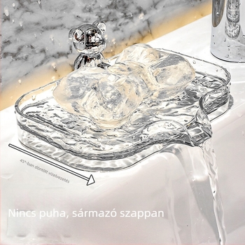 Fürdőszobai dupla szintes szappantartó, drenázs funkcióval, fedél és szívókorongokkal a mosogatóhoz