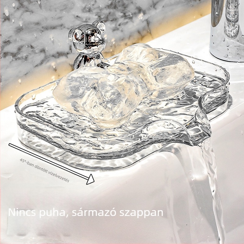 Fürdőszobai dupla szintes szappantartó, drenázs funkcióval, fedél és szívókorongokkal a mosogatóhoz