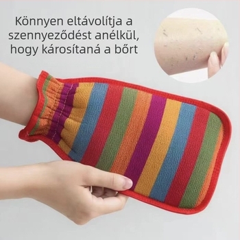 Felnőtt fürdőkesztyű hátmosóval és szennyeződés eltávolítóval, szövött anyag