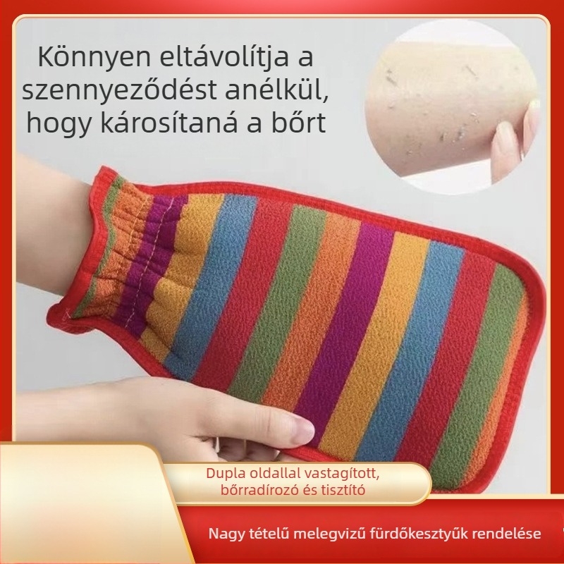 Felnőtt fürdőkesztyű hátmosóval és szennyeződés eltávolítóval, szövött anyag