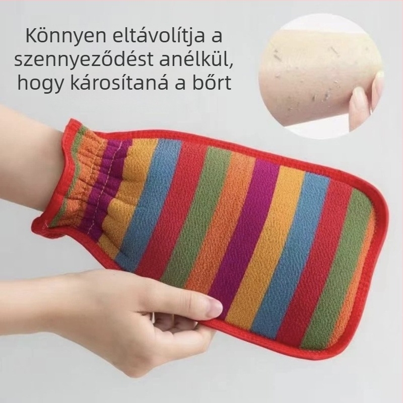 Felnőtt fürdőkesztyű hátmosóval és szennyeződés eltávolítóval, szövött anyag