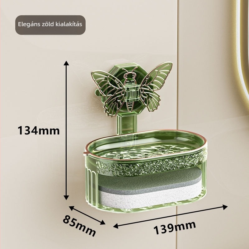 Műanyag lepke alakú szappantartó vákuumos rögzítéssel, dupla rétegű tároló, fúrás nélkül, testre szabható, 100 darabos doboz