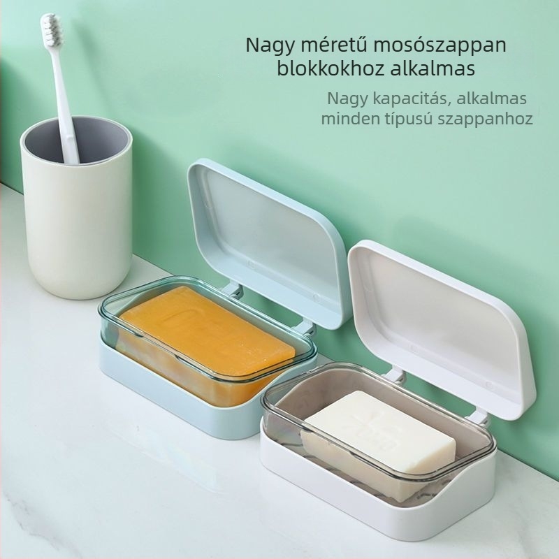 Flip-top kupakkal ellátott szappantartó doboz, PP anyag, logó nyomtatás elérhető, testreszabás