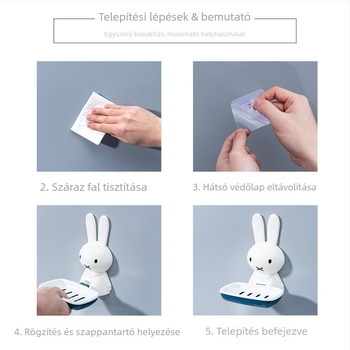 Rajzfilm szappan doboz, műanyag, falra szerelhető szívóval, nyitott kialakítású (fedél nélküli), nyomtatott logó, testreszabható