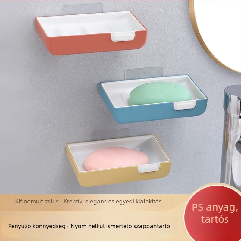 Műanyag szappontartó falra szerelhető szívóval, drenázs, 1 réteg