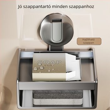 Szappan-doboz falra szerelhető tartó szívócsészével, fúrás nélkül, ABS anyagú