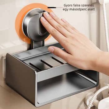 Szappan-doboz falra szerelhető tartó szívócsészével, fúrás nélkül, ABS anyagú