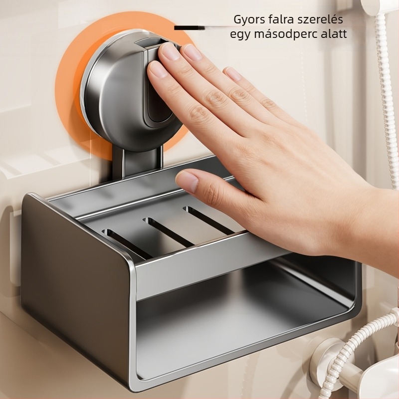 Szappan-doboz falra szerelhető tartó szívócsészével, fúrás nélkül, ABS anyagú