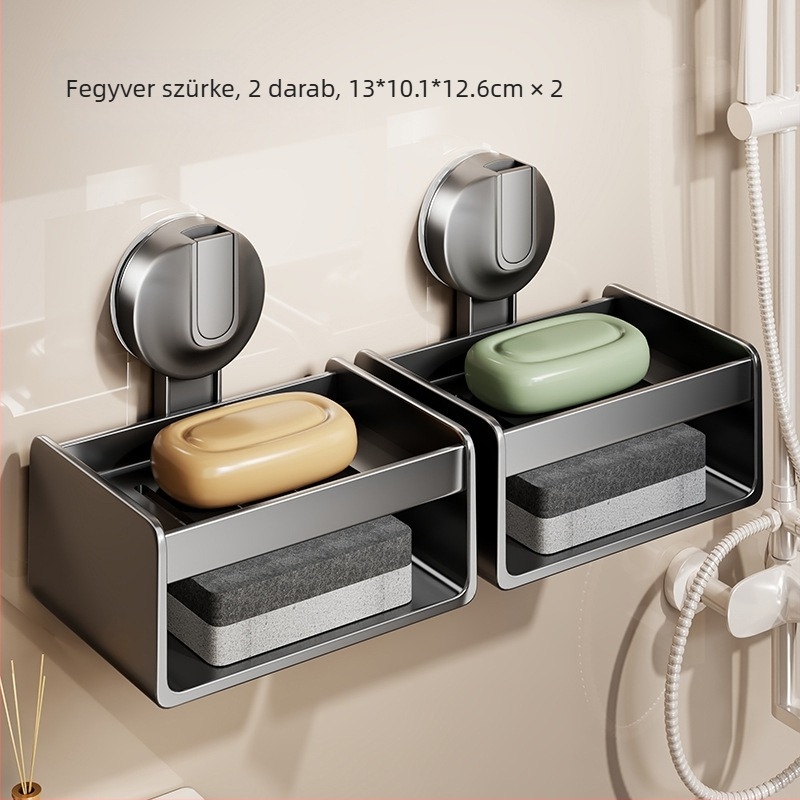 Szappan-doboz falra szerelhető tartó szívócsészével, fúrás nélkül, ABS anyagú