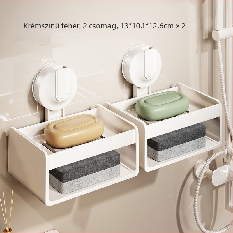 Szappan-doboz falra szerelhető tartó szívócsészével, fúrás nélkül, ABS anyagú