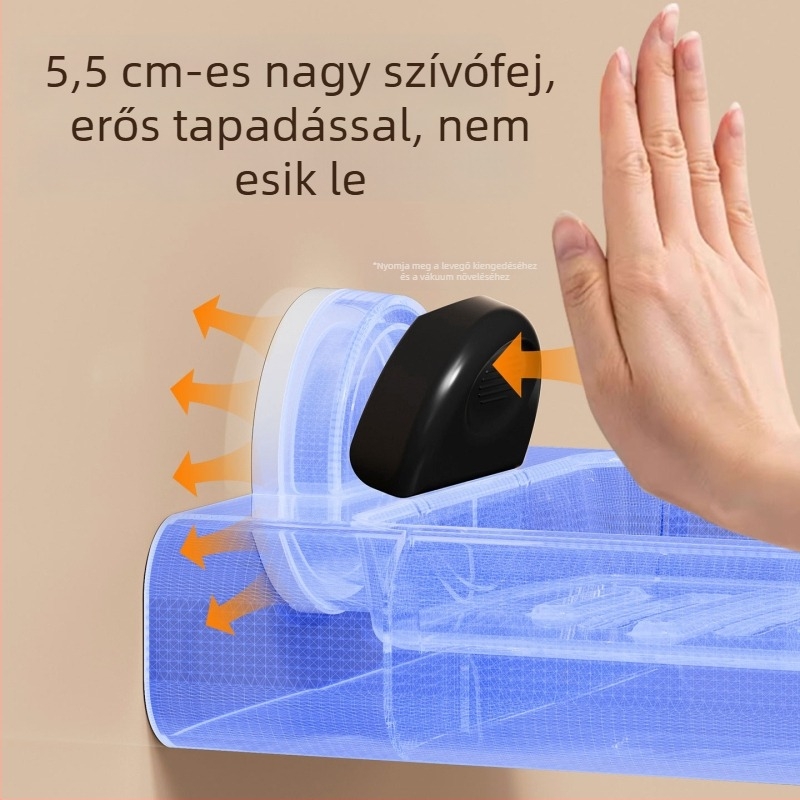 Falra szerelhető műanyag szappontartó ventuzával, drenaž funkcióval, fúrás nélkül, logónyomás lehetséges