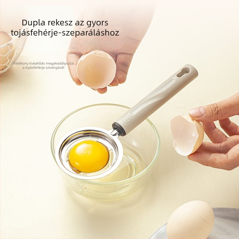 Babaétel-előkészítő készlet — tojáshabverő, tojásfehérje szeparáló, szűrő, liszt szita; rozsdamentes acél, márka Pae, nem elektromos, modern minimalista stílus