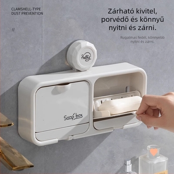 Bambuszból készült falra szerelhető szappantartó drénnel (Anyag: bambusz; Szerelés: falra; Drenázs; Fedél nélkül)